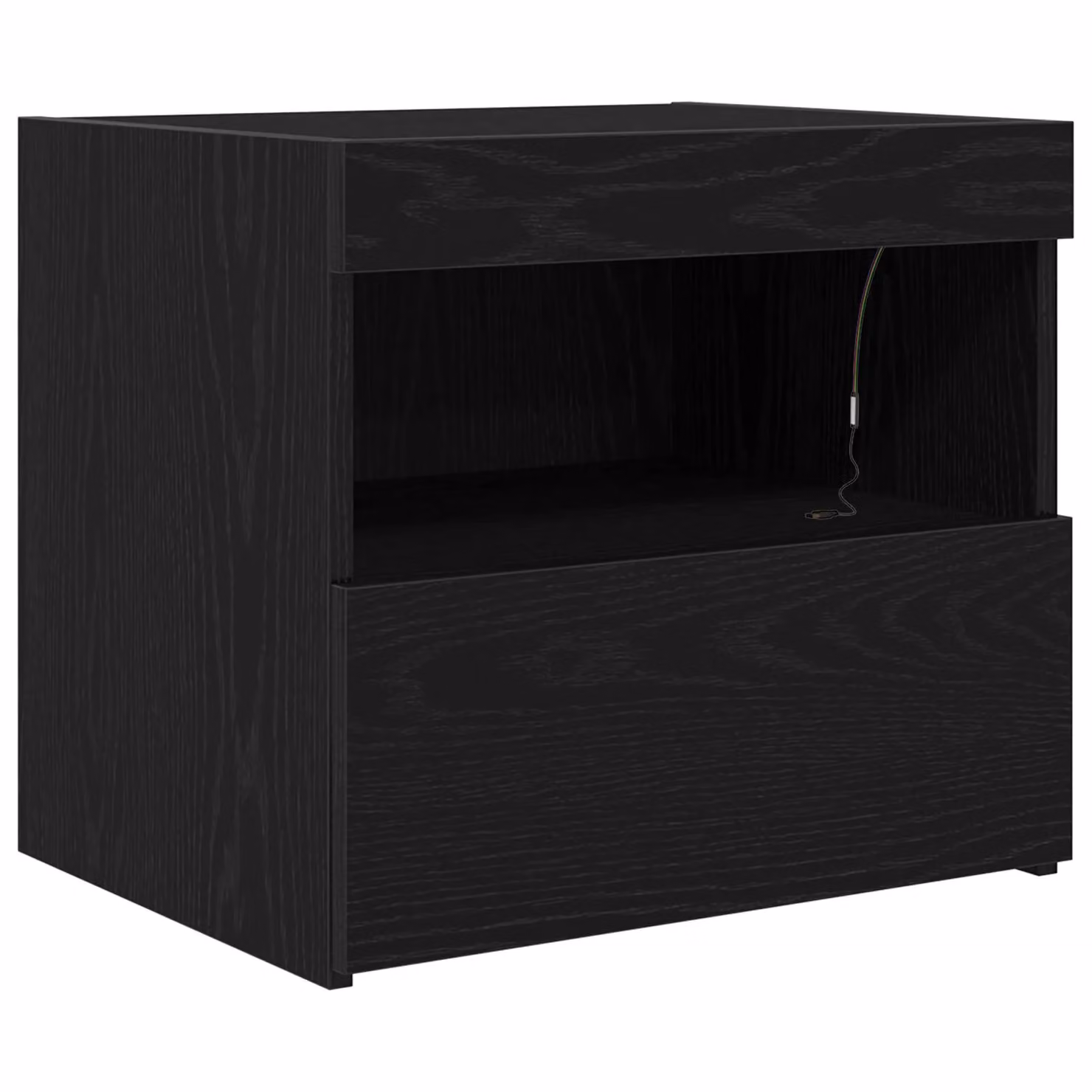 Berkfield Home Bedside Cabinet with Integrated LED Lights in Black Oak, W/D/H: 50 x 40 x 45 cm – 2