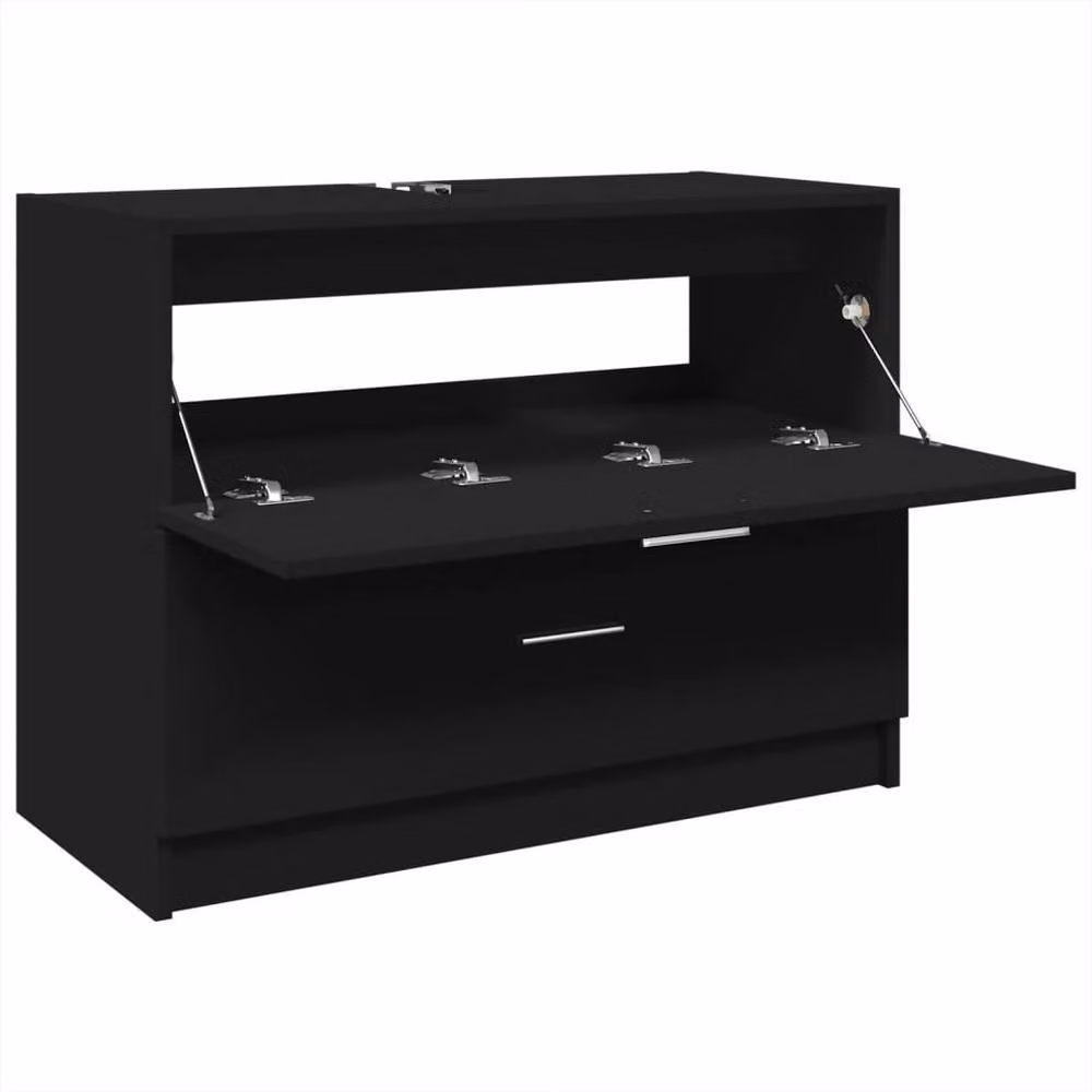 Berkfield Home Black Freestanding Bathroom Sink Cabinet W/D/H: 78 x 37 x 59 cm – 3
