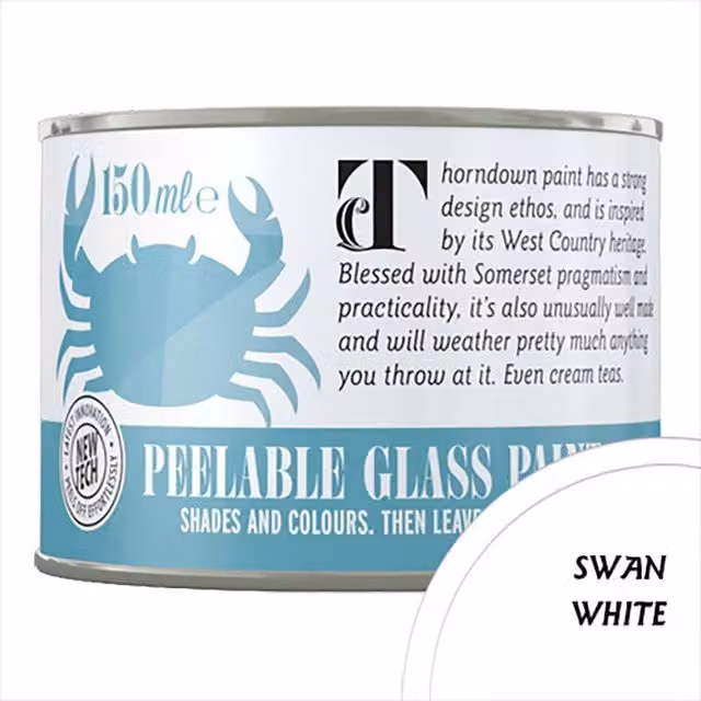 Thorndown Swan White Peelable Glass Paint in Satin White, 7.5 cm