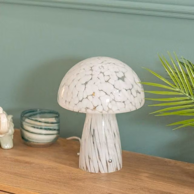ValueLights White Confetti Glass Mushroom Table Lamp – 1