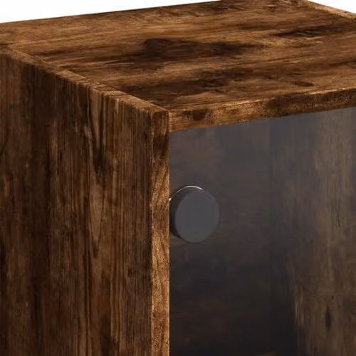 vidaXL Modern Highboard in Smoked Oak with Glass Doors, W/D/H: 35 x 37 x 109 cm – 4