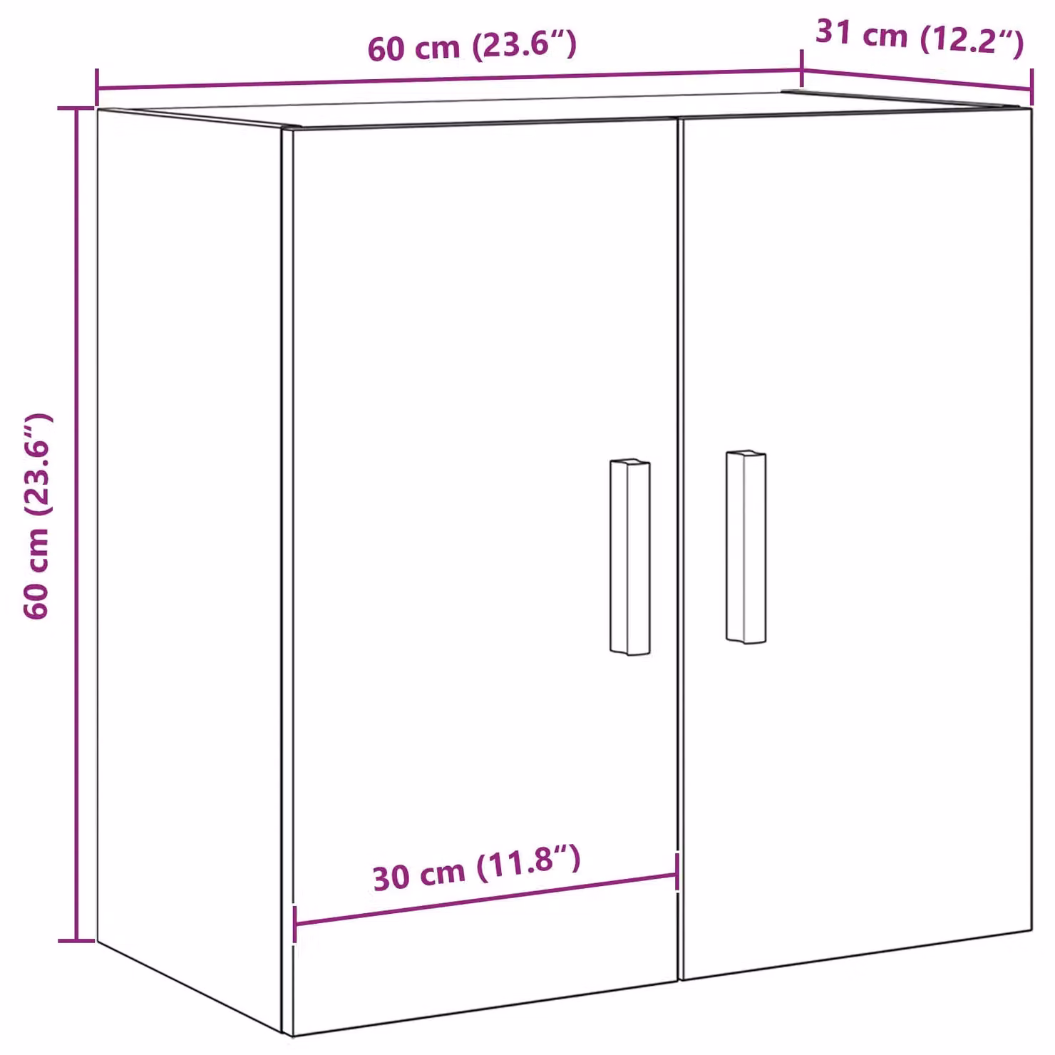 Berkfield Home Black and Gold Modern Wall Mounted Cabinet with Hinged Doors, W/D/H: 60 x 30 x 60 cm – 6