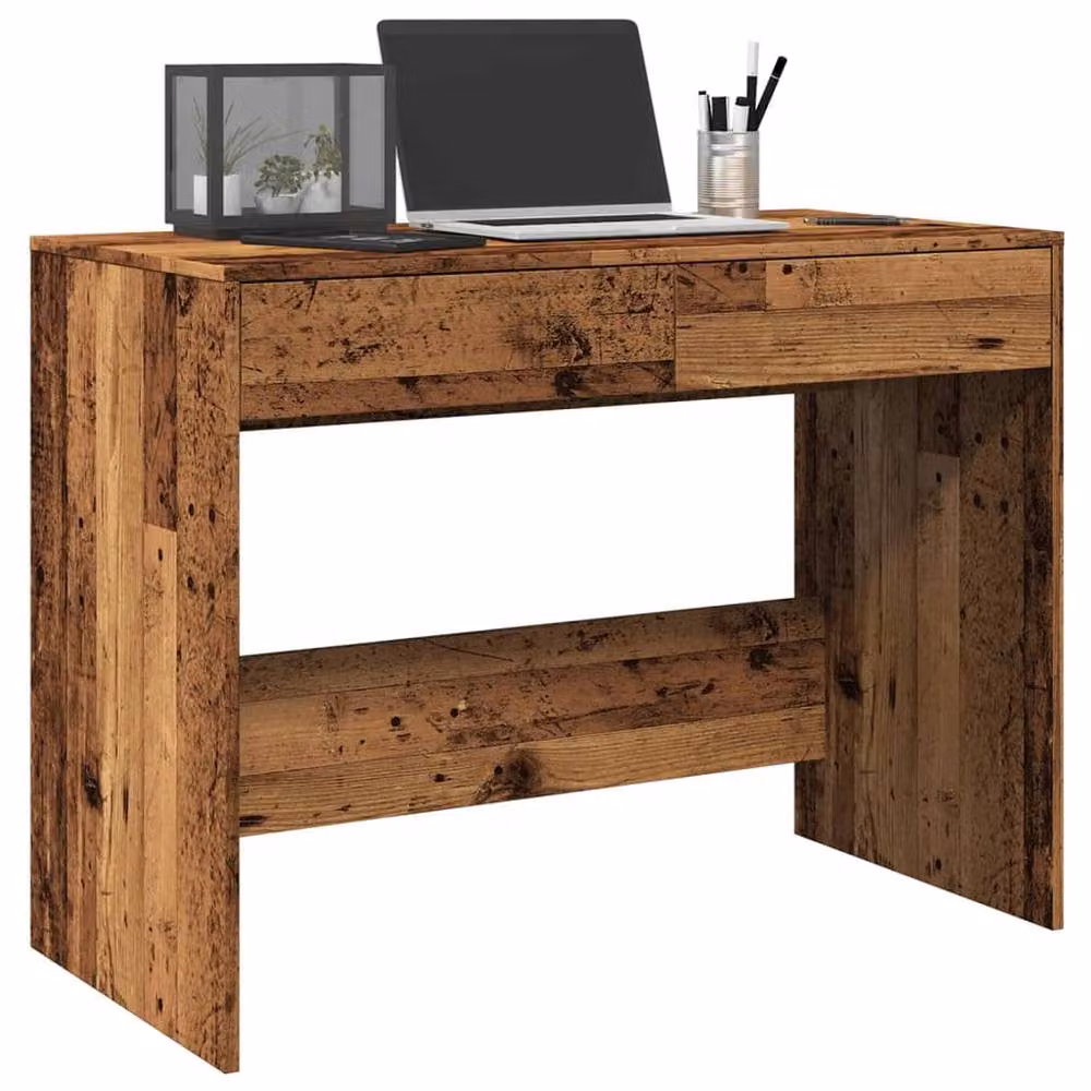 Berkfield Home Rustic Brown Writing Desk in Engineered Wood, W: 101 cm, D: 50 cm, H: 76.5 cm – 2