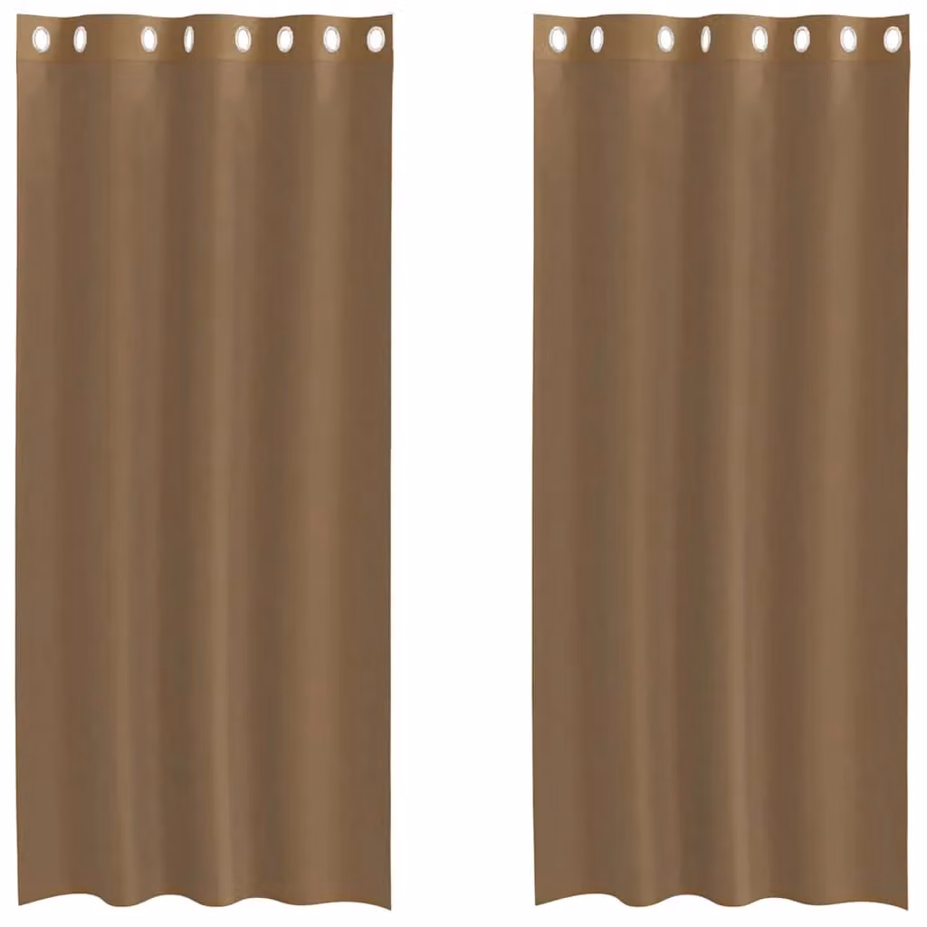Berkfield Home Brown Voile Eyelet Curtains, 2 Pack – 1