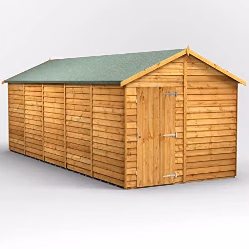 Powersheds Premium Apex Garden Overlap Wooden Shed in Natural Brown, Windowless Storage Solution, W: 258.0 cm, D: 258.0 cm, H: 239.1 cm