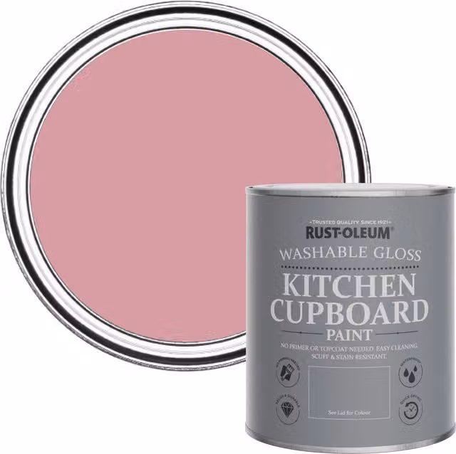 Rust-Oleum Kitchen Cupboard Paint in Gloss Finish, Pink, 750ml