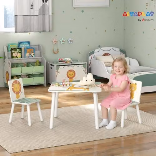 AIYAPLAY 3-Piece Kids Table and 2 Chairs Set in Green for Childrens Bedrooms and Nurseries – 2