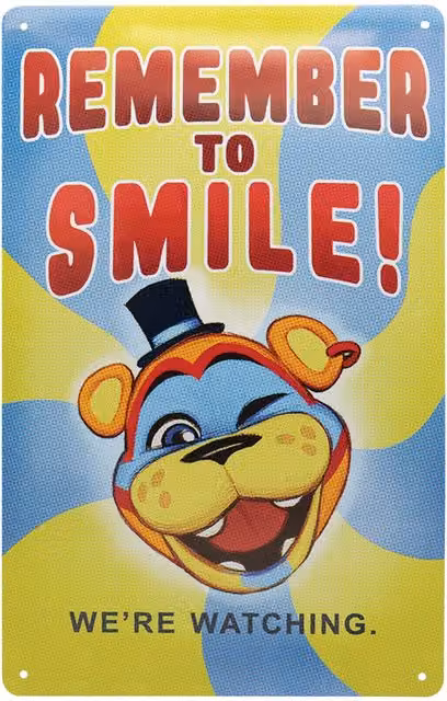 FaNaTtik Five Nights at Freddy’s Metal Tin Sign, Yellow Vintage Wall Art, W: 28.0 cm, H: 17.5 cm – 1