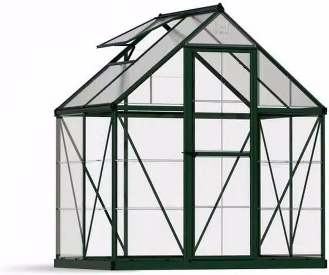 Palram Hybrid Polycarbonate Greenhouse in Green, W: 185 cm, D: 126 cm, H: 208 cm – 1