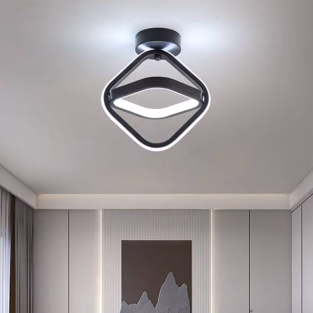Goeco Modern Square LED Ceiling Light, 22W, Black, 6500K Cool White