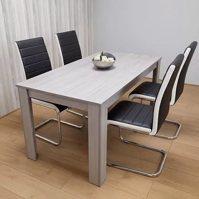 KOSY KOALA Modern Rectangular Dining Table Set with 4 Chairs in Grey and Black, W/D/H: 80 x 80 x 75 cm