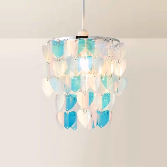 ValueLights Orla Irridescent 2 Tier Heart Easy Fit Ceiling Pendant Lamp Shade in Multicolour – 1