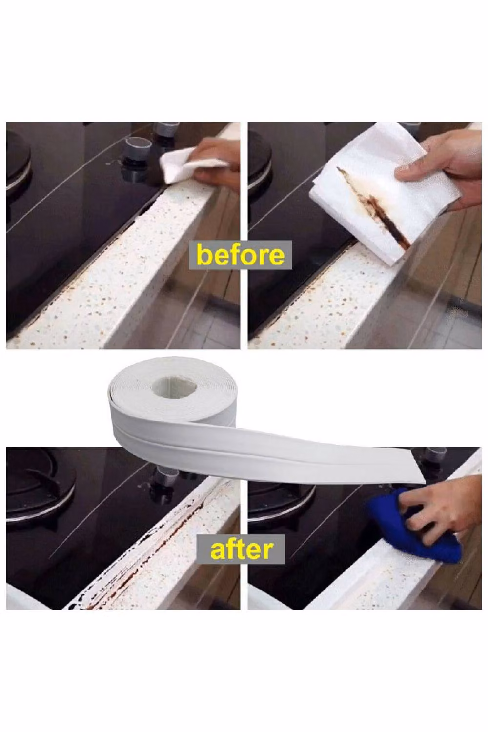 KDMD Reusable Waterproof Self Adhesive Silicone Sealing Tape Corner Strip, White – 2
