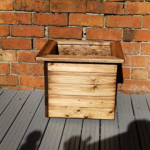 Samuel Alexander Rustic Chunky Wooden Square Garden Planter, 46 x 46 x 45 cm – 8