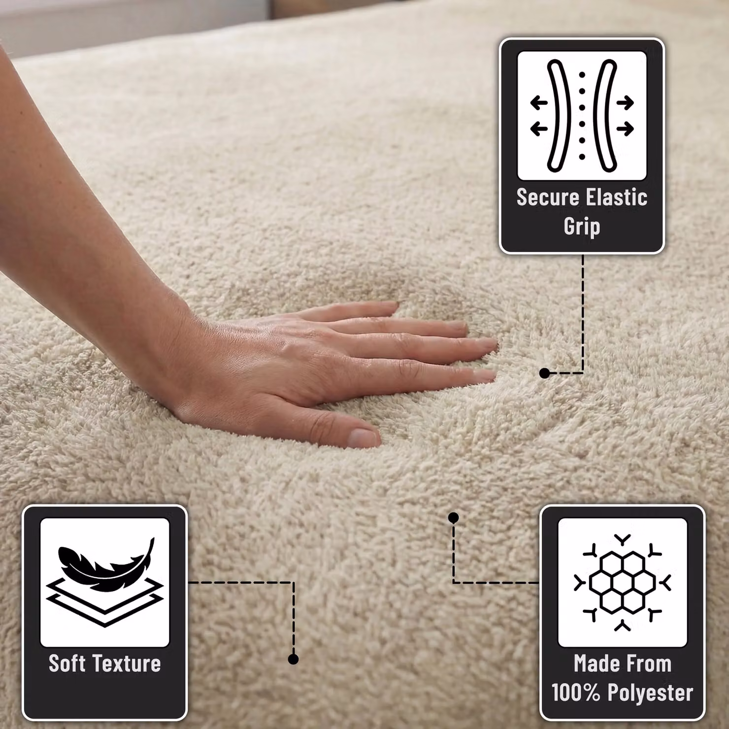 Smart Living Luxury Teddy Bear Fleece Fitted Sheet in Beige, W/D/H: 90 x 200 cm – 3
