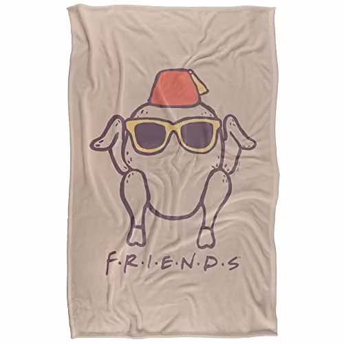 Warner Bros. Friends The Turkey Love Silky Touch Super Soft Fleece Throw Blanket, W/D/H: 91 x 147 cm, Beige/Multicolour – 1