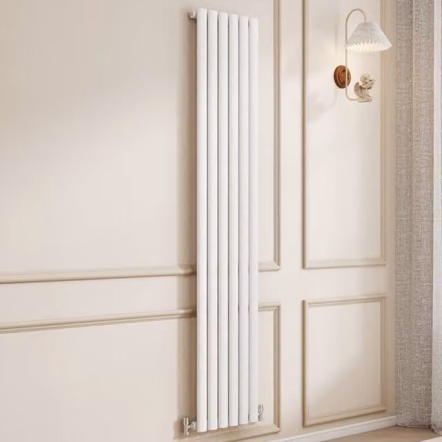 Banyetti Orva White Vertical Single Oval Column Radiator, H 180 cm x W 35.4 cm