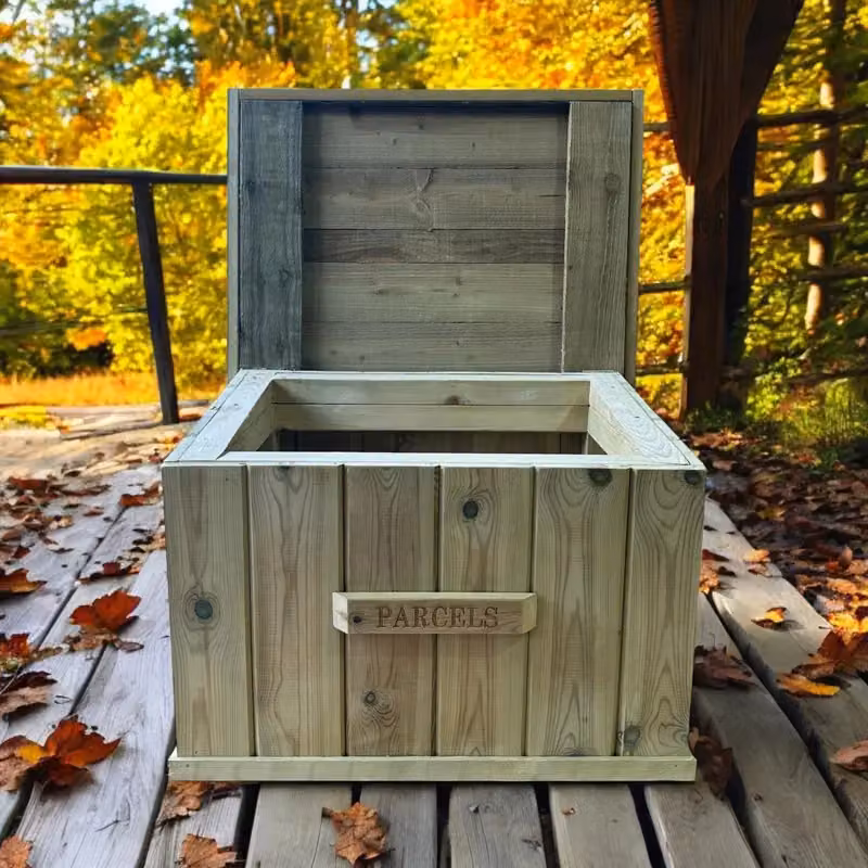 Bespoke Outdoor Rustic Brown Wood Garden Storage Box W/D/H: 50 x 50 x 50 cm – 6