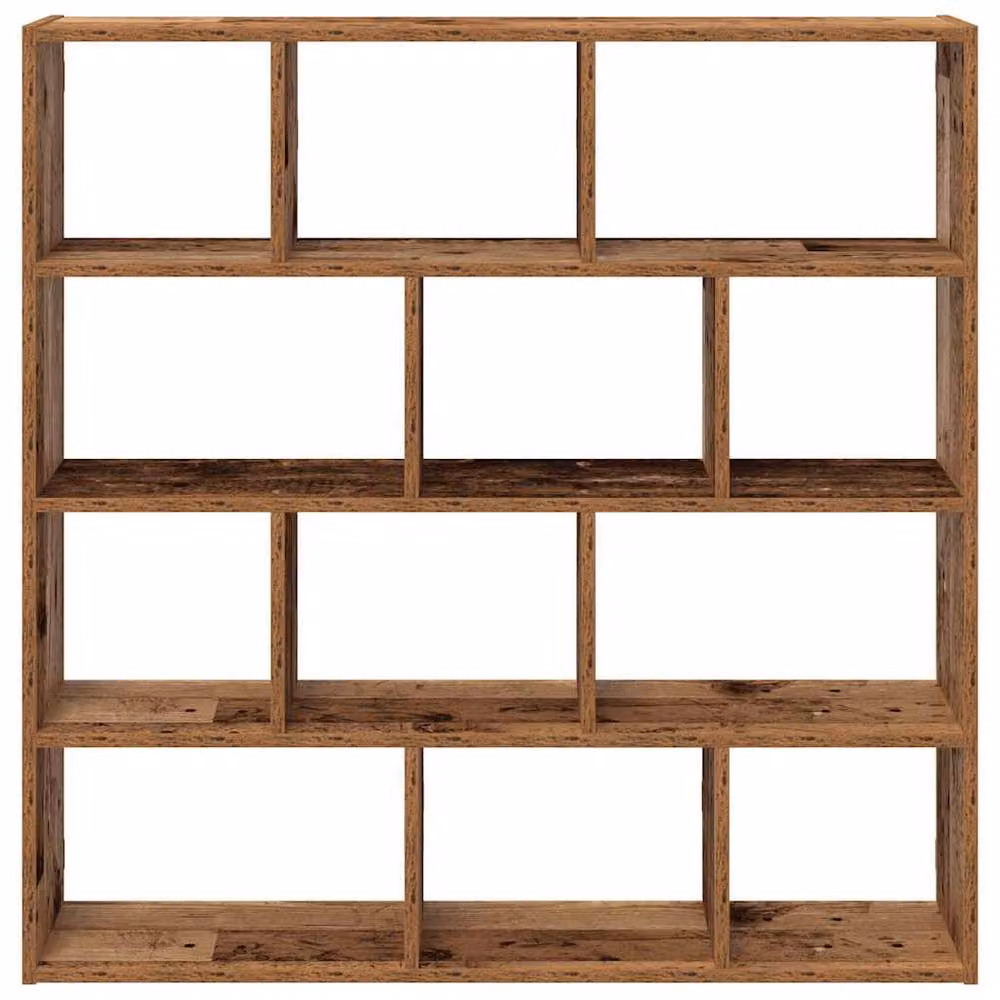 Berkfield Home Wall Mounted Cube Shelf with 12 Compartments in Brown Old Wood Finish – 3