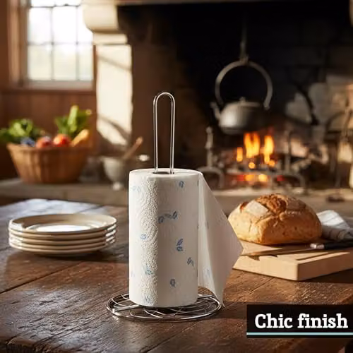 Premier Housewares Silver Metal Kitchen Roll Holder, H29 x W15 x L15 cm – 4