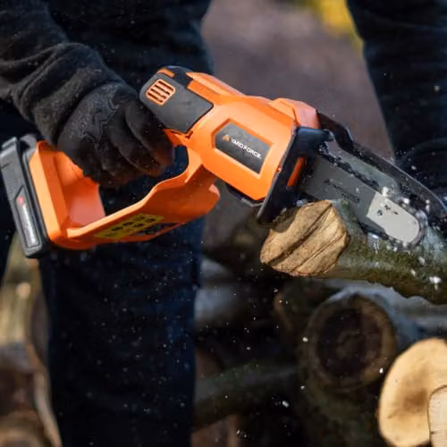 Yard Force CR20 Mini Cordless Chainsaw, Orange, 20V 2.0Ah Battery Powered Lightweight One Handed Pruning Saw – 6