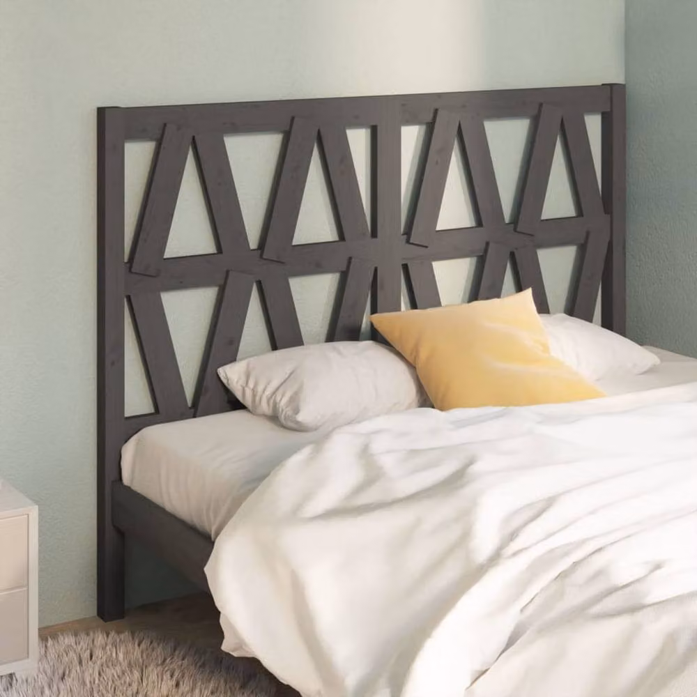 Berkfield Home Grey Solid Pine Wood Bed Headboard, W: 146 cm, D: 4 cm, H: 100 cm – 2