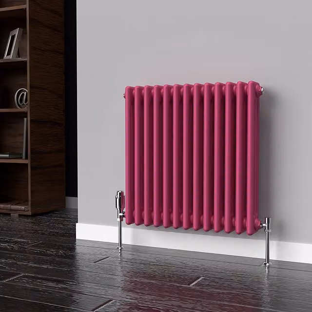 Lux Heat Horizontal 3 Column Steel Radiator in Barbie Pink, W: 60.5 cm, H: 60 cm