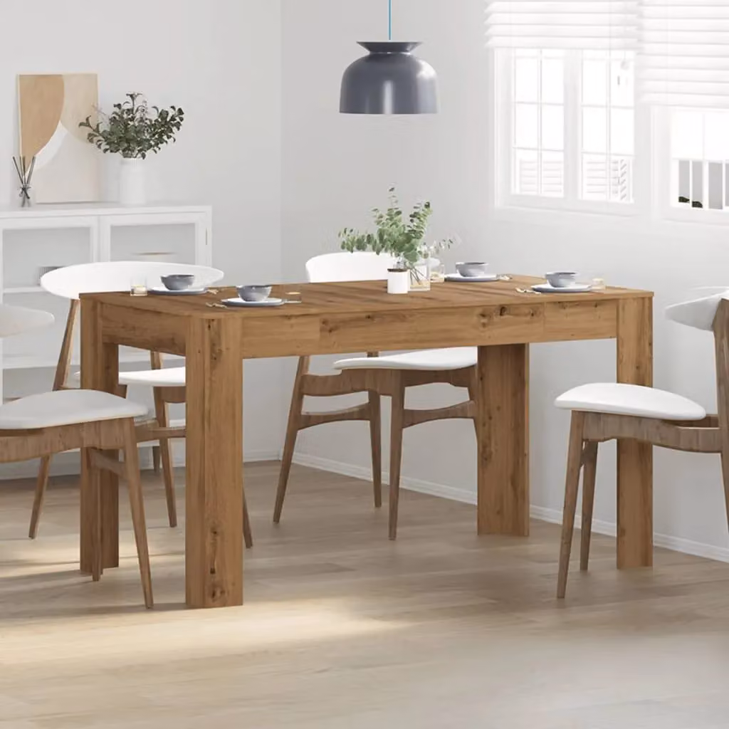 Berkfield Home Artisan Oak Dining Table in Brown, W/D/H: 140 x 74.5 x 76 cm – 2