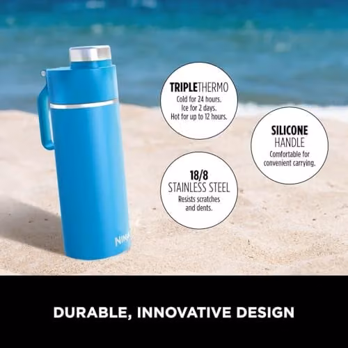 Ninja Thirsti Vacuum Insulated Stainless Steel Water Bottle and Flask, Blue, 530 ml – 3