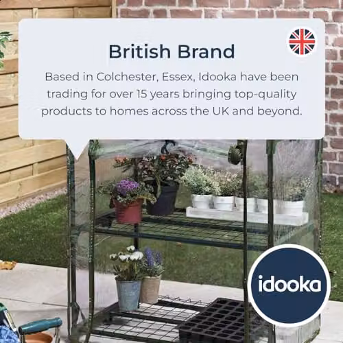 idooka Portable Mini Greenhouse with 2-Tier Steel Frame and Clear Cover for Indoor and Outdoor Plant Protection – 3