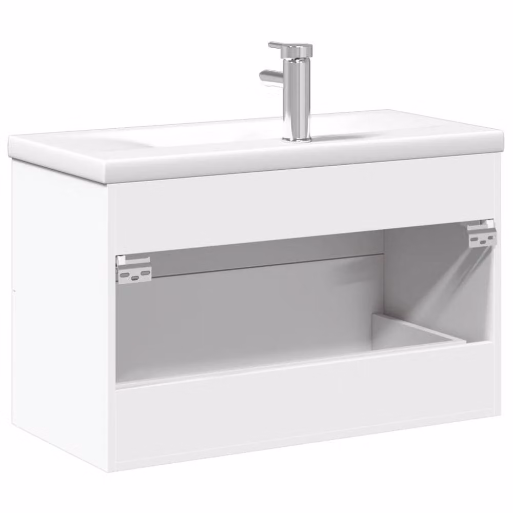Berkfield Home Elegant Bathroom Sink Cabinet with Built-in Basin, White, W/D/H: 80.0 x 38.5 x 48.0 cm – 2
