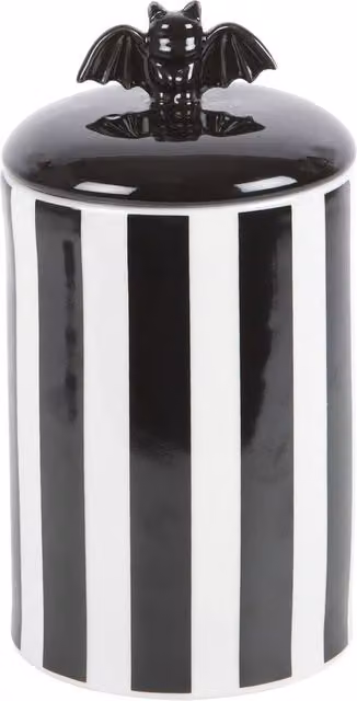 Something Different Striped Bat Ceramic Jar in Black, H: 20.5 cm, W: 10.7 cm, D: 10.7 cm – 1
