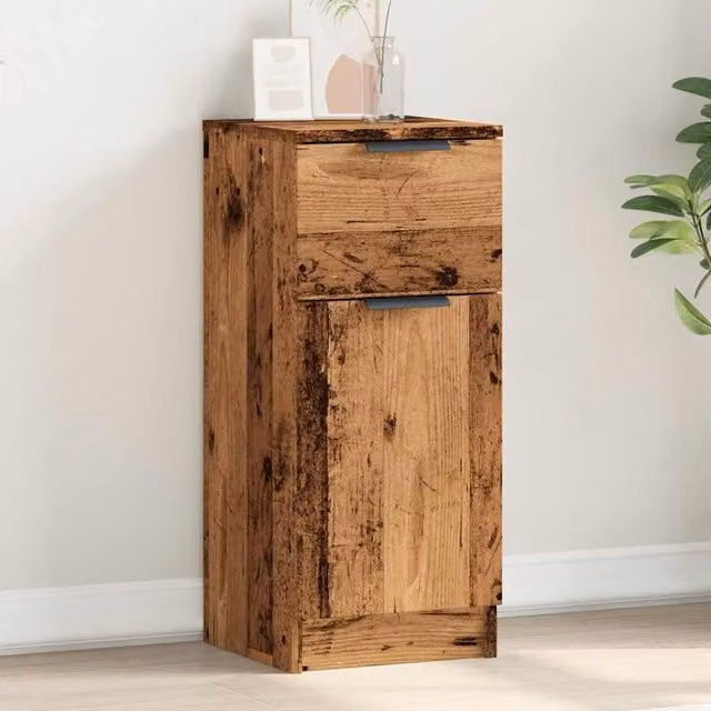 Berkfield Home Brown Old Wood Minimalist Wall Mounted Sideboard, W/D/H: 30 x 30 x 70 cm