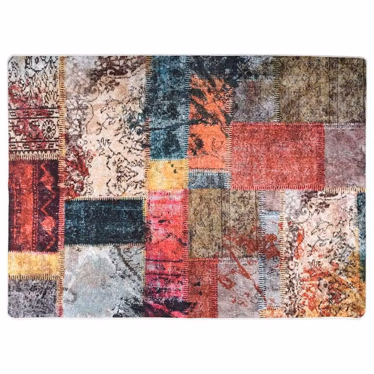 Berkfield Home Patchwork Washable Round Anti Slip Rug, Multicolour, W: 100 cm