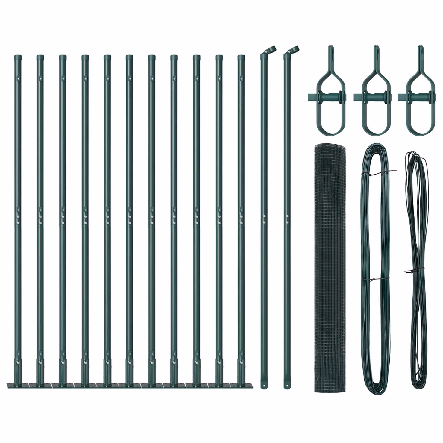 Berkfield Home Green Steel Welded Wire Fence with 13 Flanged Posts, 0.8 x 25 m – 2