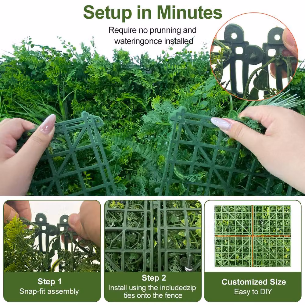 INMTFEI Artificial Boxwood Hedge Panel, Green, W/H: 100 x 100 cm – 7