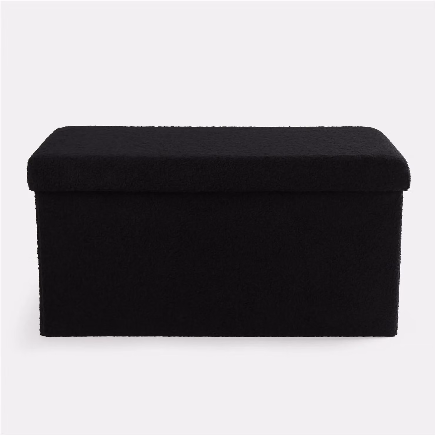 OHS Large Boucle Ottoman Storage Box and Footstool in Black, W/D/H: 40 x 40 x 40 cm – 2