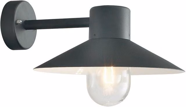Netlighting Lund Black Outdoor Fisherman Dome Wall Lantern Light IP55 E27