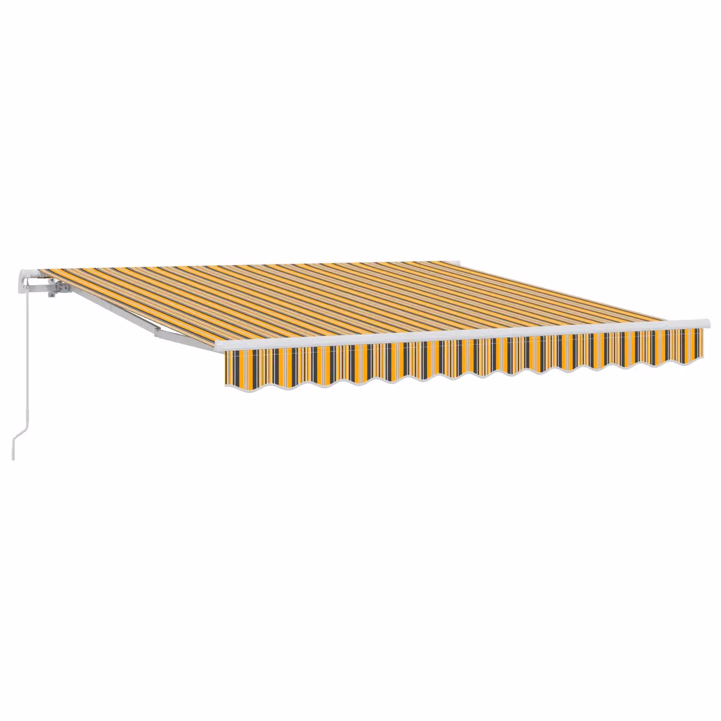 Berkfield Home Manual Retractable Polyester Awning in Multicolour Stripe, W: 350 cm, D: 250 cm – 2