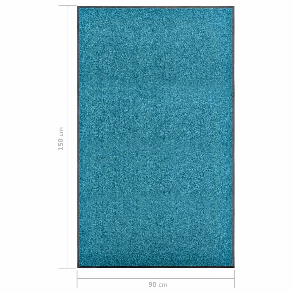 Berkfield Home Washable Non-Slip Doormat, Black and Turquoise, W: 90 cm, D: 150 cm – 3