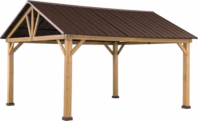 Sunjoy Classic Gable Wood and Steel Gazebo in Anthracite and Sand Copper, Width: 335.5 cm