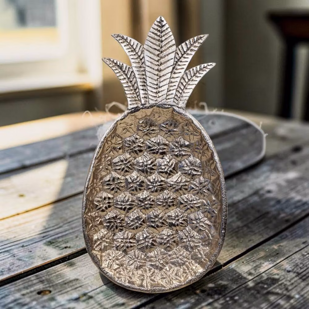 Four Candle Silver Aluminium Pineapple Decorative Plate, Diameter: 31 cm – 2