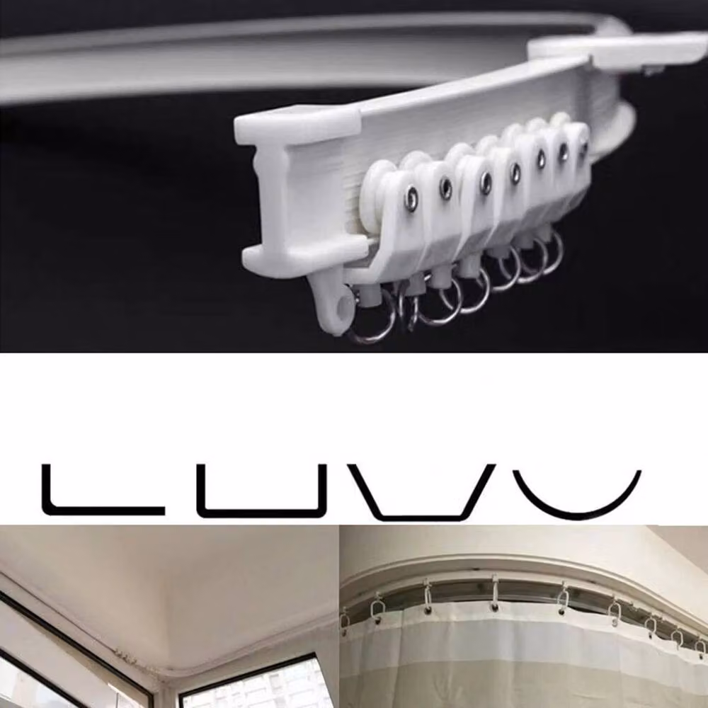 PAWNORA 5m Silent Curved Curtain Track, Bay Side Mounted, White – 3