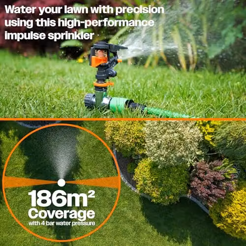 St Helens Home & Garden Metal Impulse Sprinkler with Zinc Ground Spike in Grey – 3