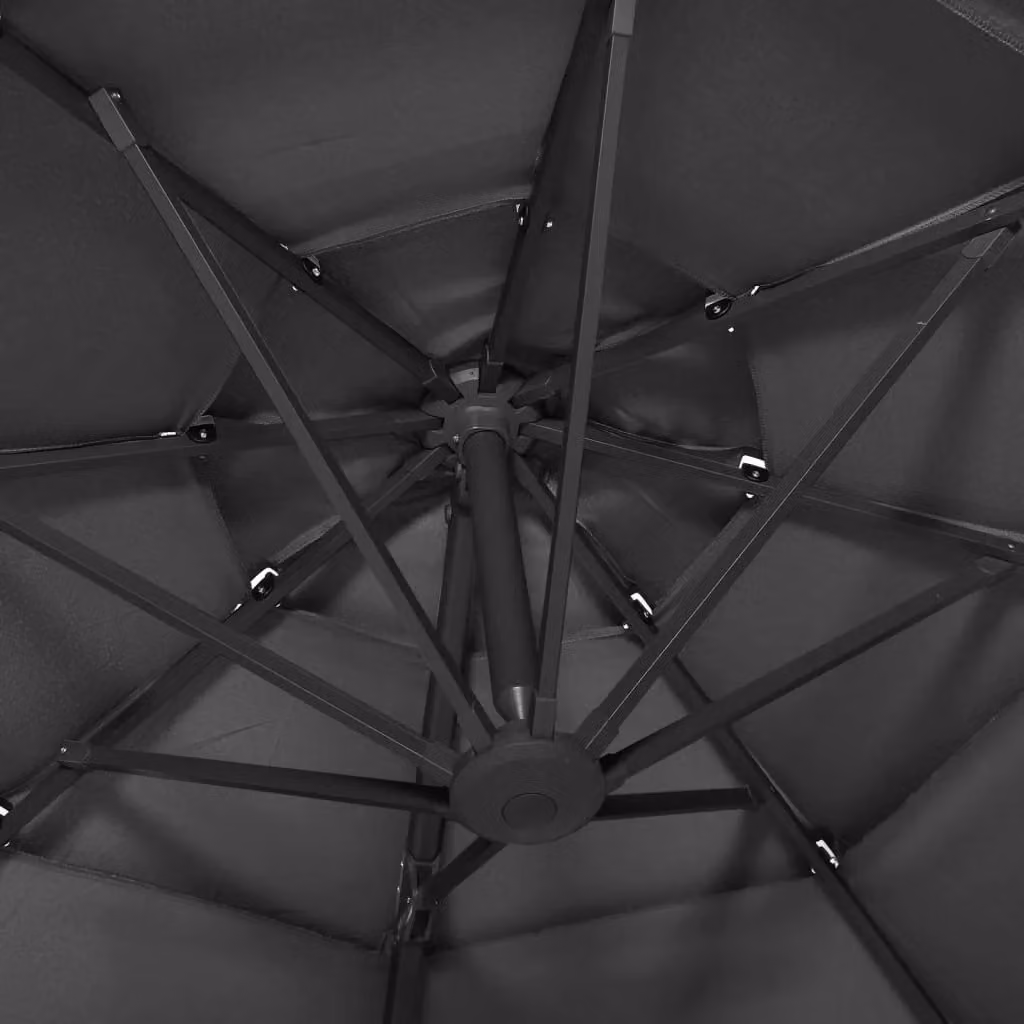 Berkfield Home 4-Tier Parasol with Aluminium Pole in Anthracite and Black, W/D/H: 3 x 3 x 3 m – 3