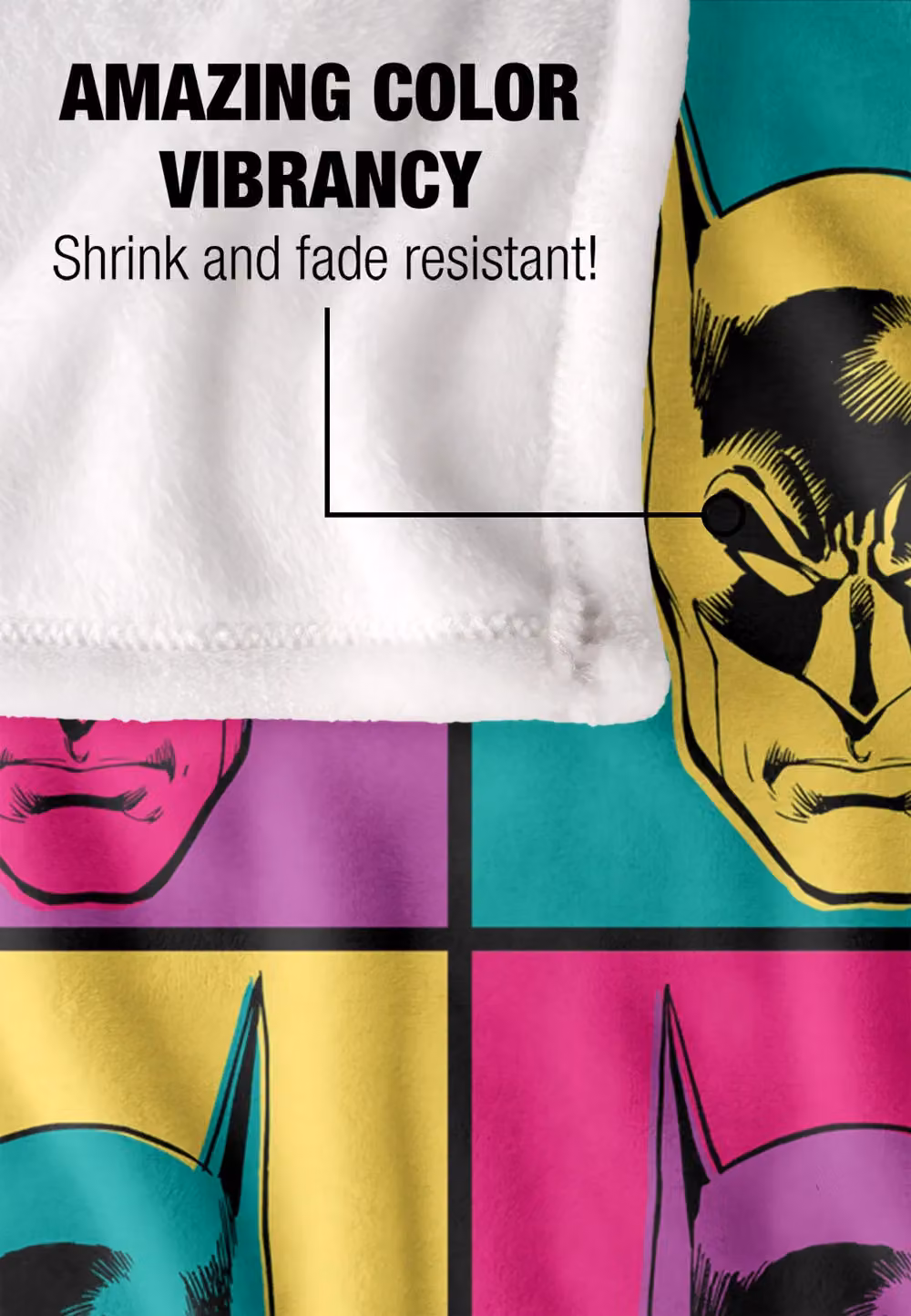 Batman Warhol Officially Licensed Silky Touch Super Soft Throw Blanket, White and Multicolour, W: 152 cm, D: 127 cm – 4