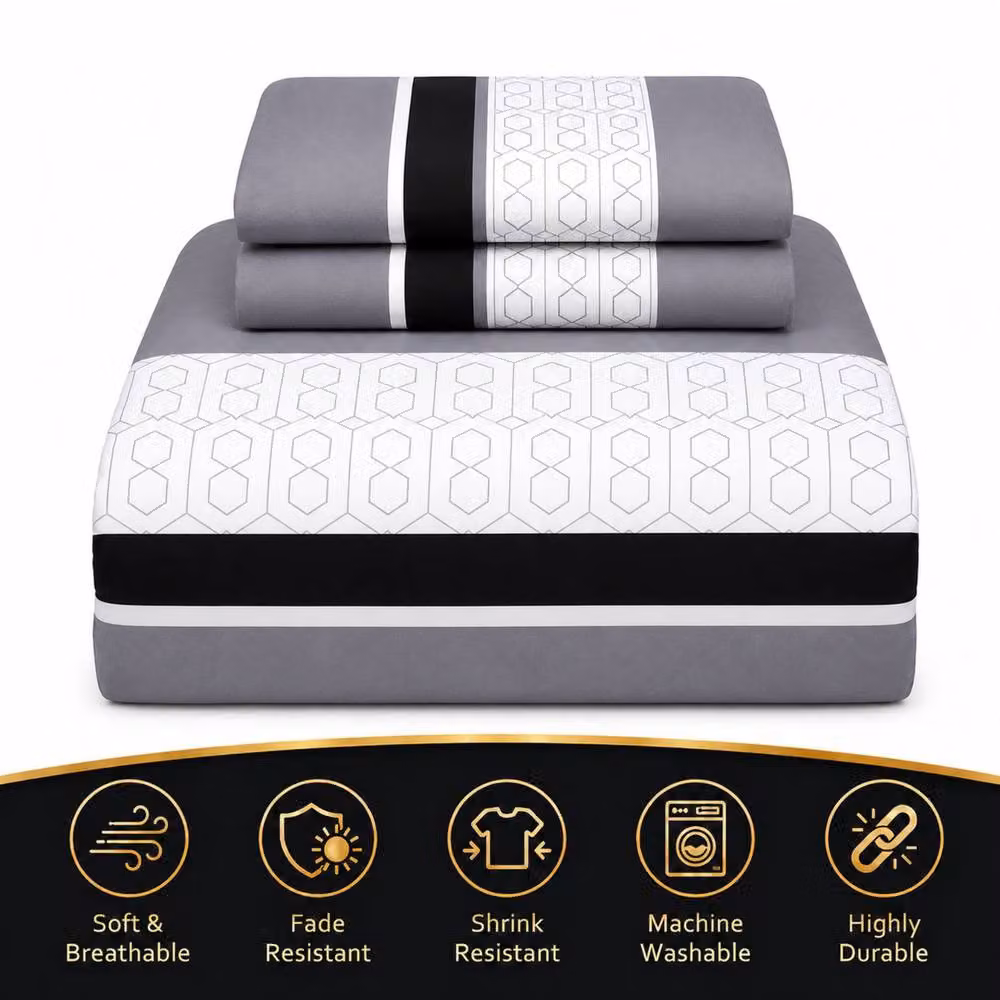 Grace Premium Grey Brushed Microfibre Duvet Cover and Pillowcase Set – 5