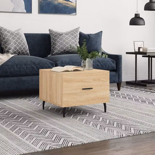 Berkfield Home Sonoma Oak Coffee Table in Brown, W/D/H: 50 x 50 x 40 cm