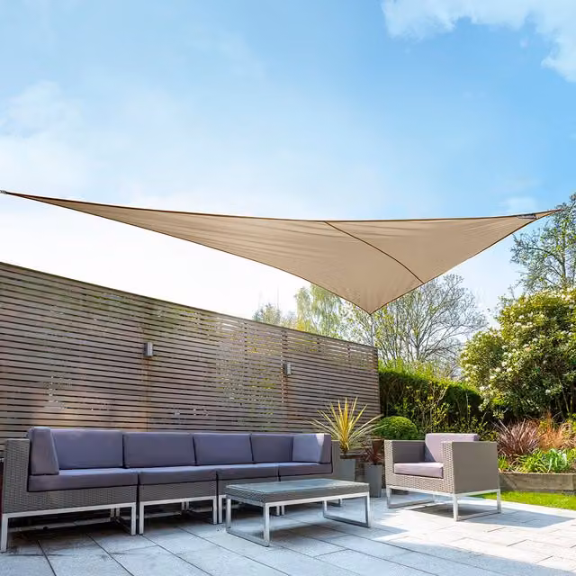 Kookaburra Waterproof Right Angle Triangle Sun Shade Sail, UPF 50, Brown, W: 6 m, D: 4.2 m