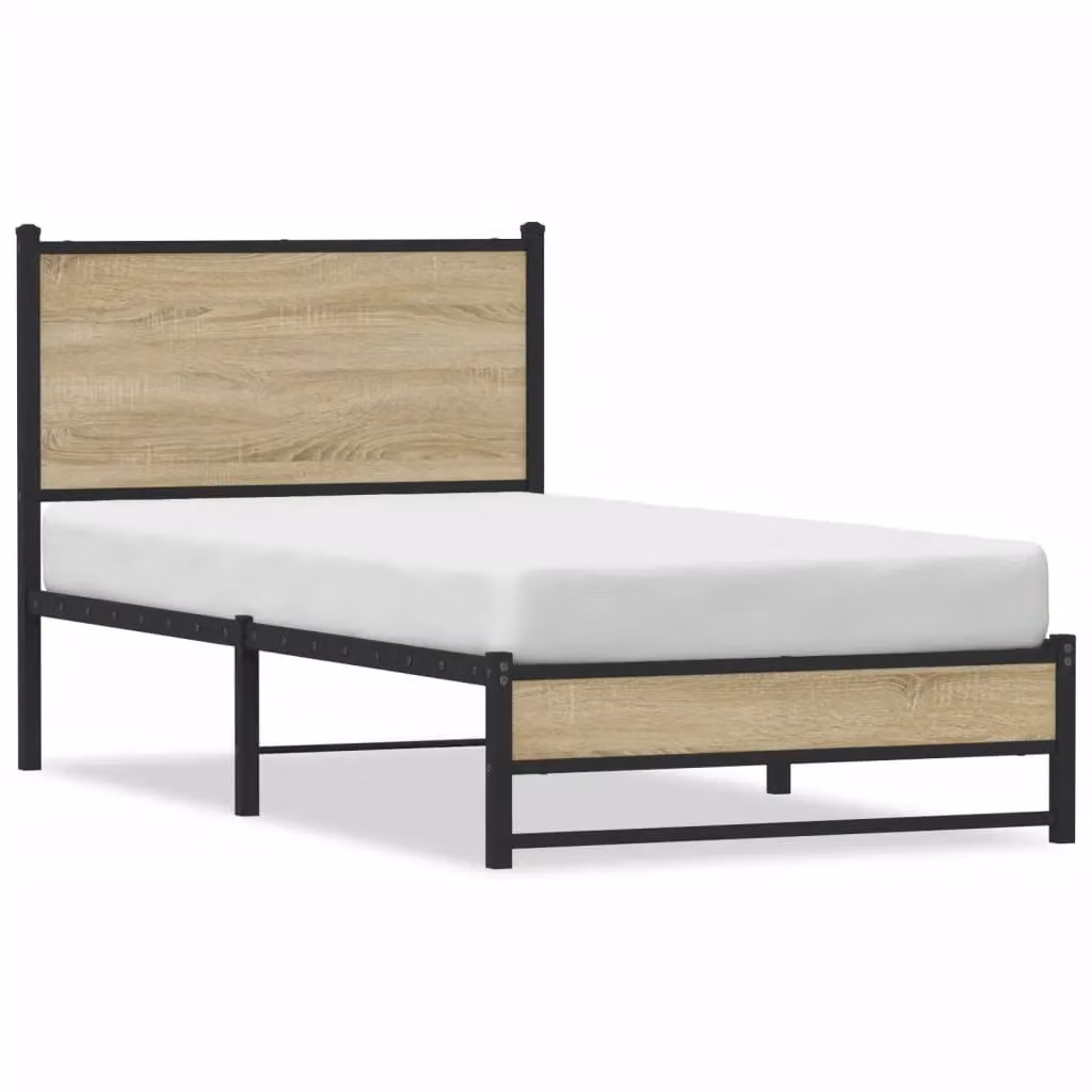 Berkfield Home Metal Bed Frame in Sonoma Oak Brown, W: 80 cm, L: 200 cm – 2
